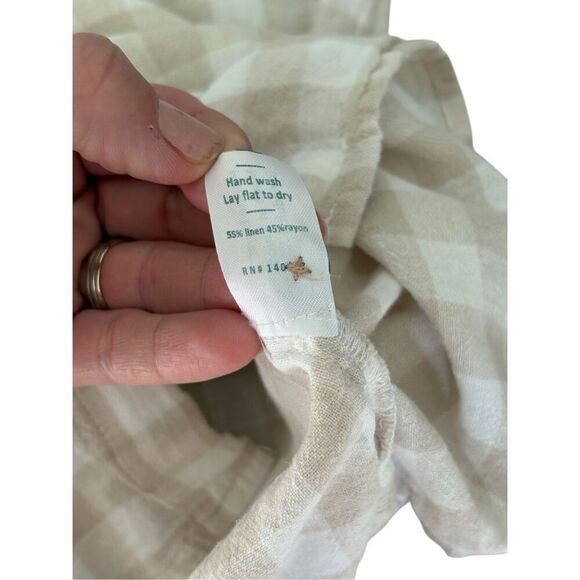 Marine Layer Linen Blend Button Front Short Sleeve Top size M Cream Collared - Picture 8 of 8